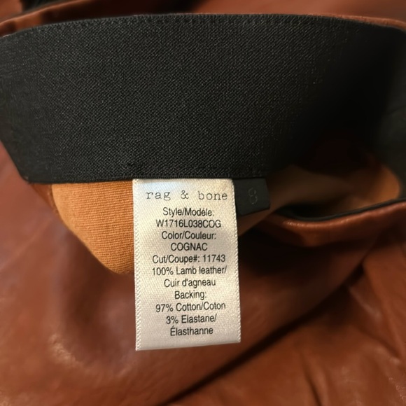 Rag & Bone lamb leather pants cognac brown size 8 - Picture 4 of 6